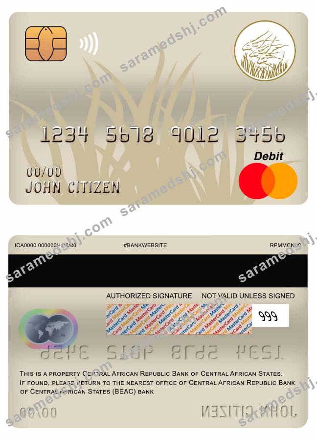 Central African Republic Bank of Central African States (BEAC) bank master debit card